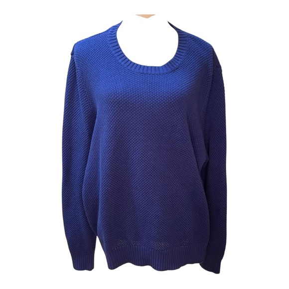 Appleseed's Blue Crew Neck  Classic Knit Preppy‎ Coastal Grandma Sweater Size 3X - Picture 1 of 7